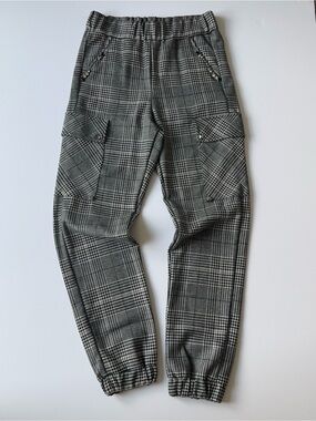 Nice Istanbul NWT Houndstooth Cargo Joggers Sequin Embellished Plaid Pants Small